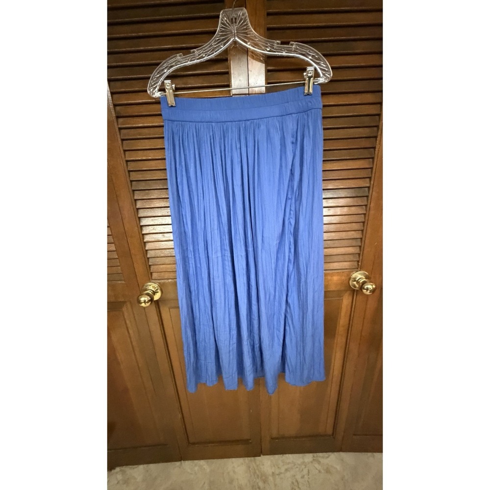 Chico's Blue Crinkle Pleated Top & Skirt Set Boho Cottagecore 2 Piece Large - Picture 7 of 9